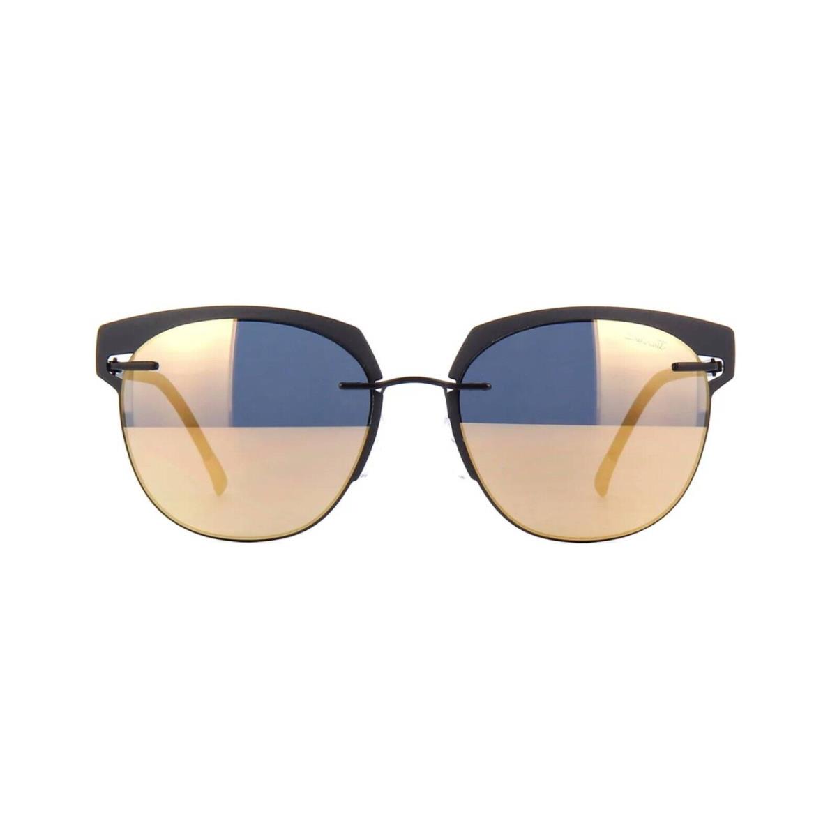 Silhouette Accent Shades 8702 Black/blue Glossy Gold Mirrored 9140 Sunglasses - Frame: Black, Lens: Blue Glossy Gold Mirrored