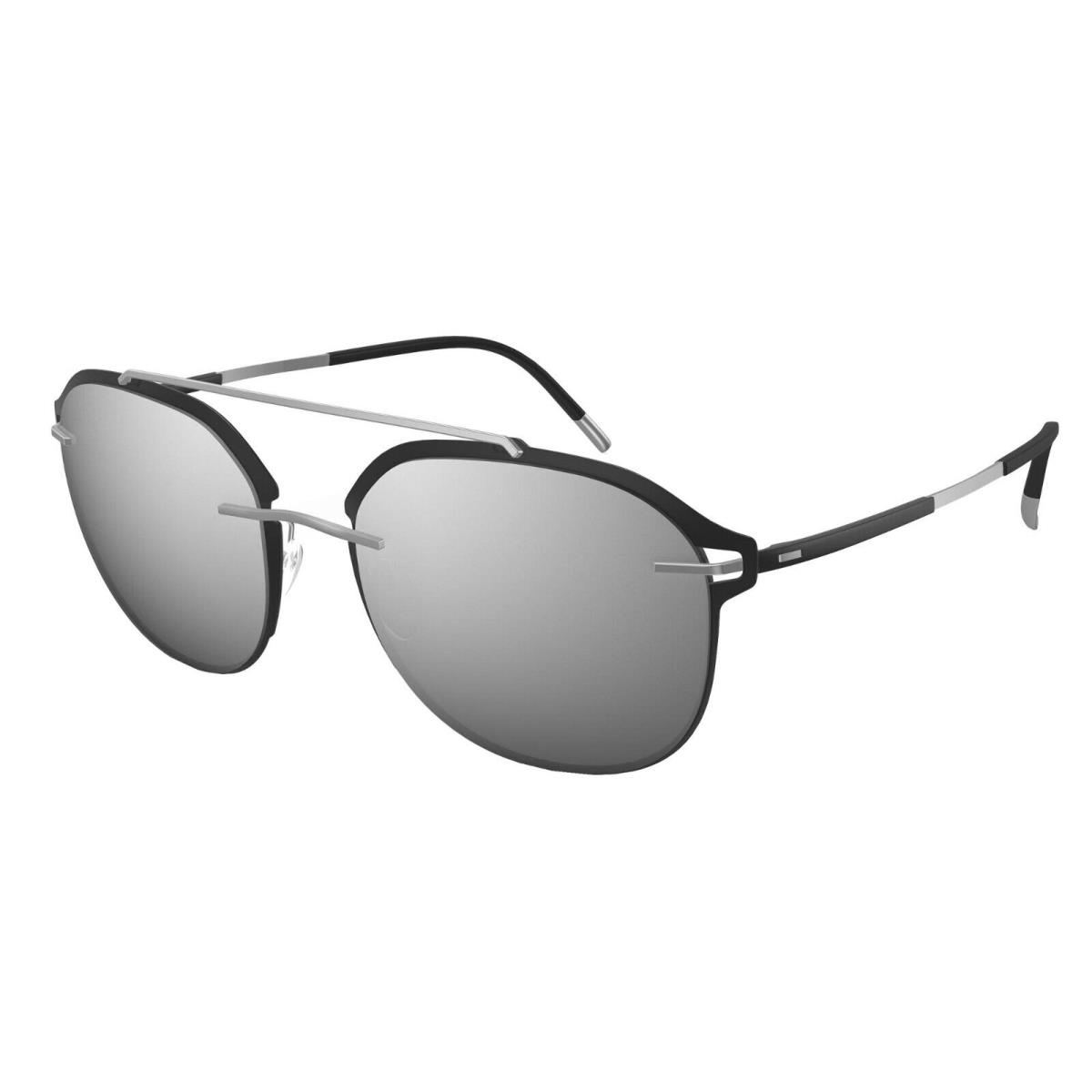 Silhouette Accent Shades 8730 Silver Black/grey Silver Mirrored 9110 Sunglasses