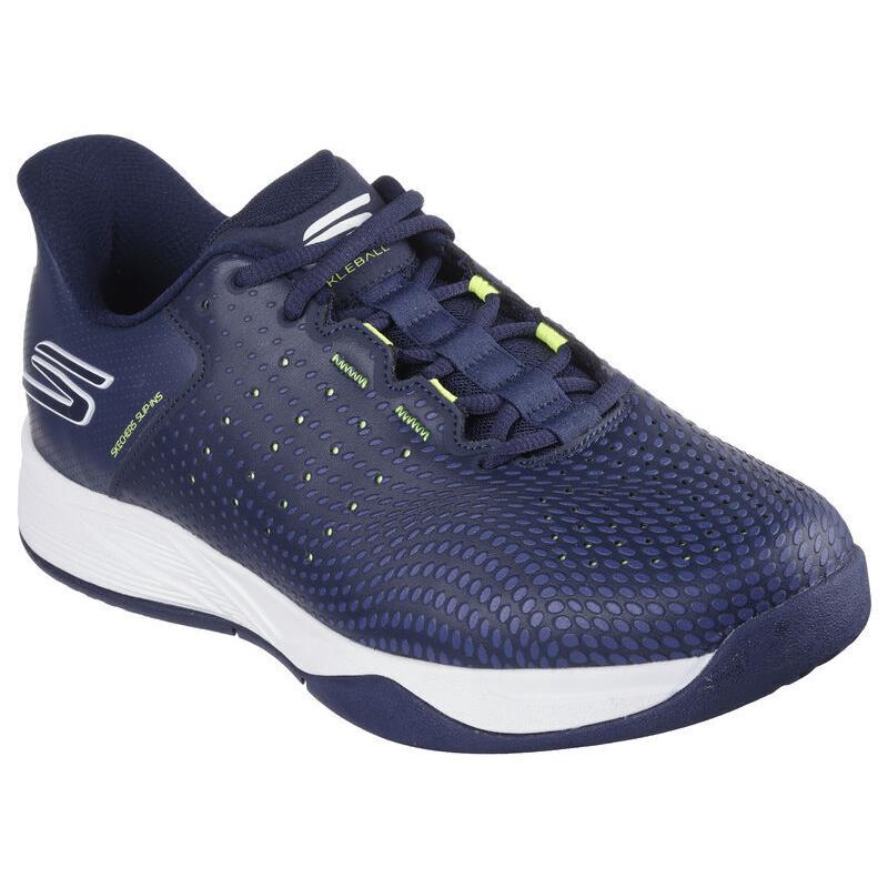 Mens Skechers Slip-ins Relaxed Fit Viper Court Reload Navy Yellow Mesh Shoes - Blue
