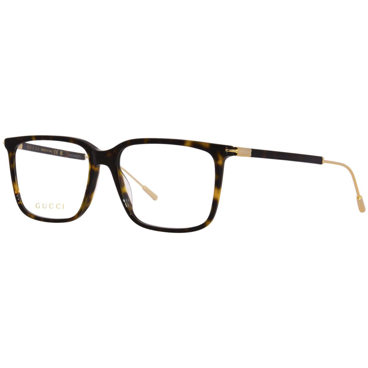 Gucci GG1273O 002 Eyeglasses Frame Men`s Havana/gold Full Rim Square Shape 56mm