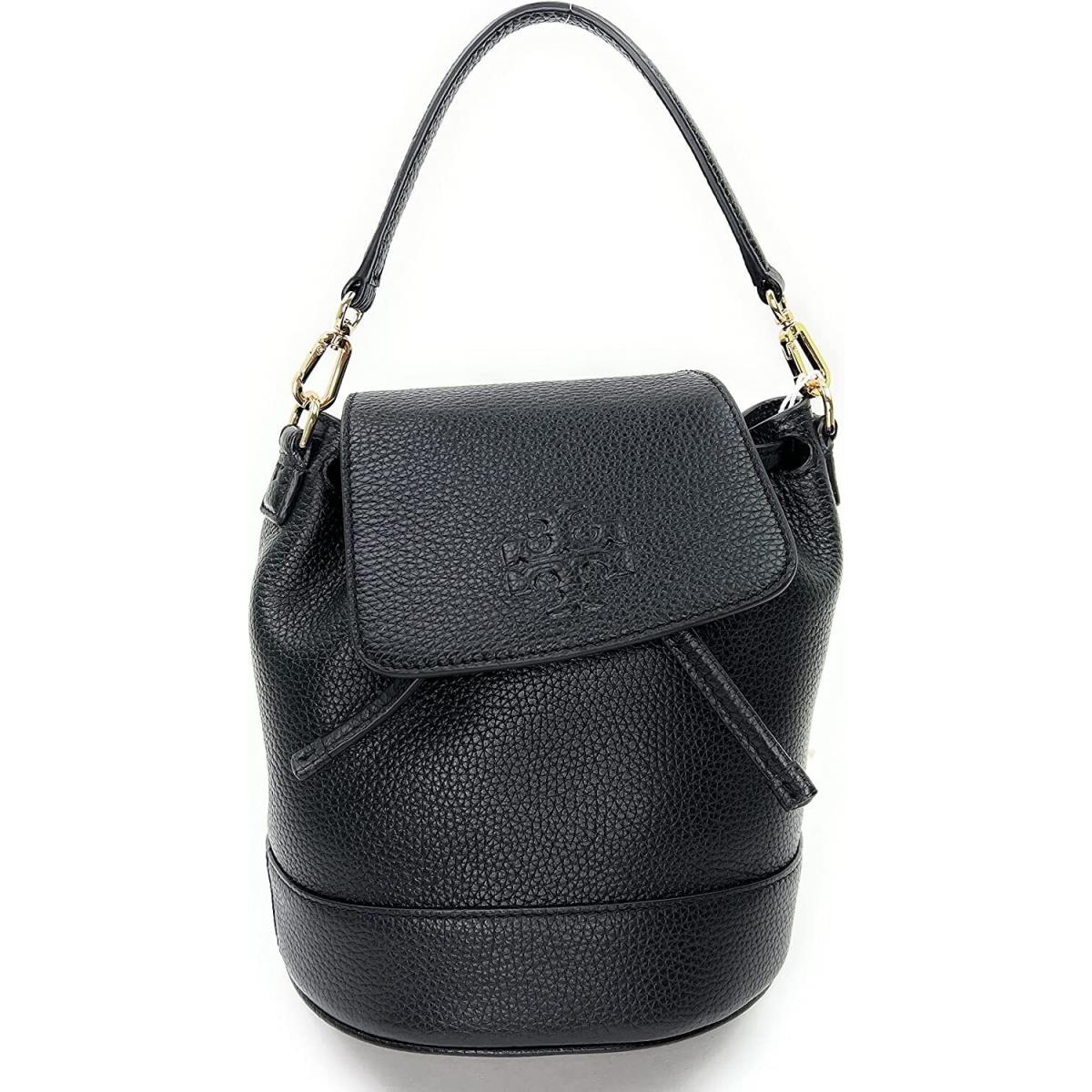 Tory Burch Women s Thea Pebble Leather Bucket Backpack Handbag Black