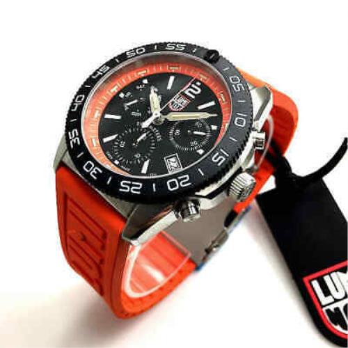 Men`s Luminox Pacific Diver Chronograph Orange Strap Swiss Watch 3149 - Orange