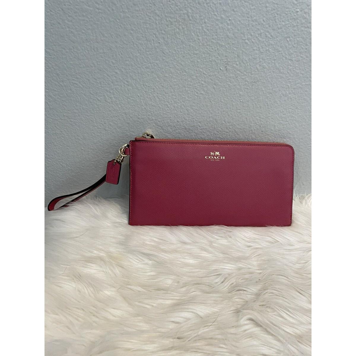 Coach Leather Dercy Wallet Clutch in Rose Pink F57134