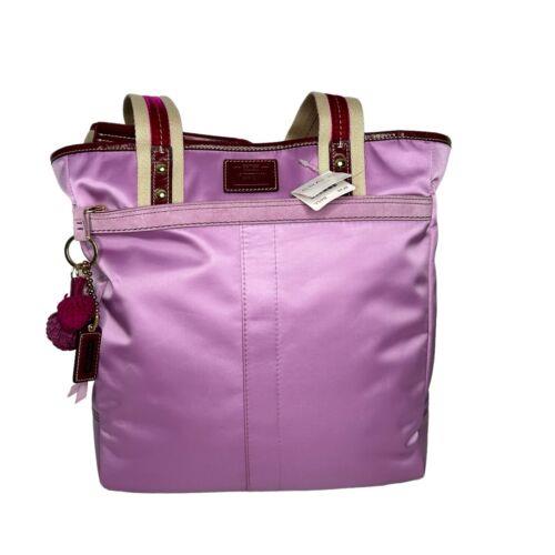 Coach Purple Satin/nylon Two Handle Hmw Tote Bag Spring/summer/pop of Color