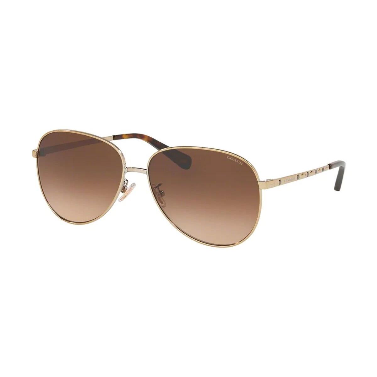 Coach HC7094 900574 Gold Aviator Brown Gradient 60mm Non-polarized Sunglasses