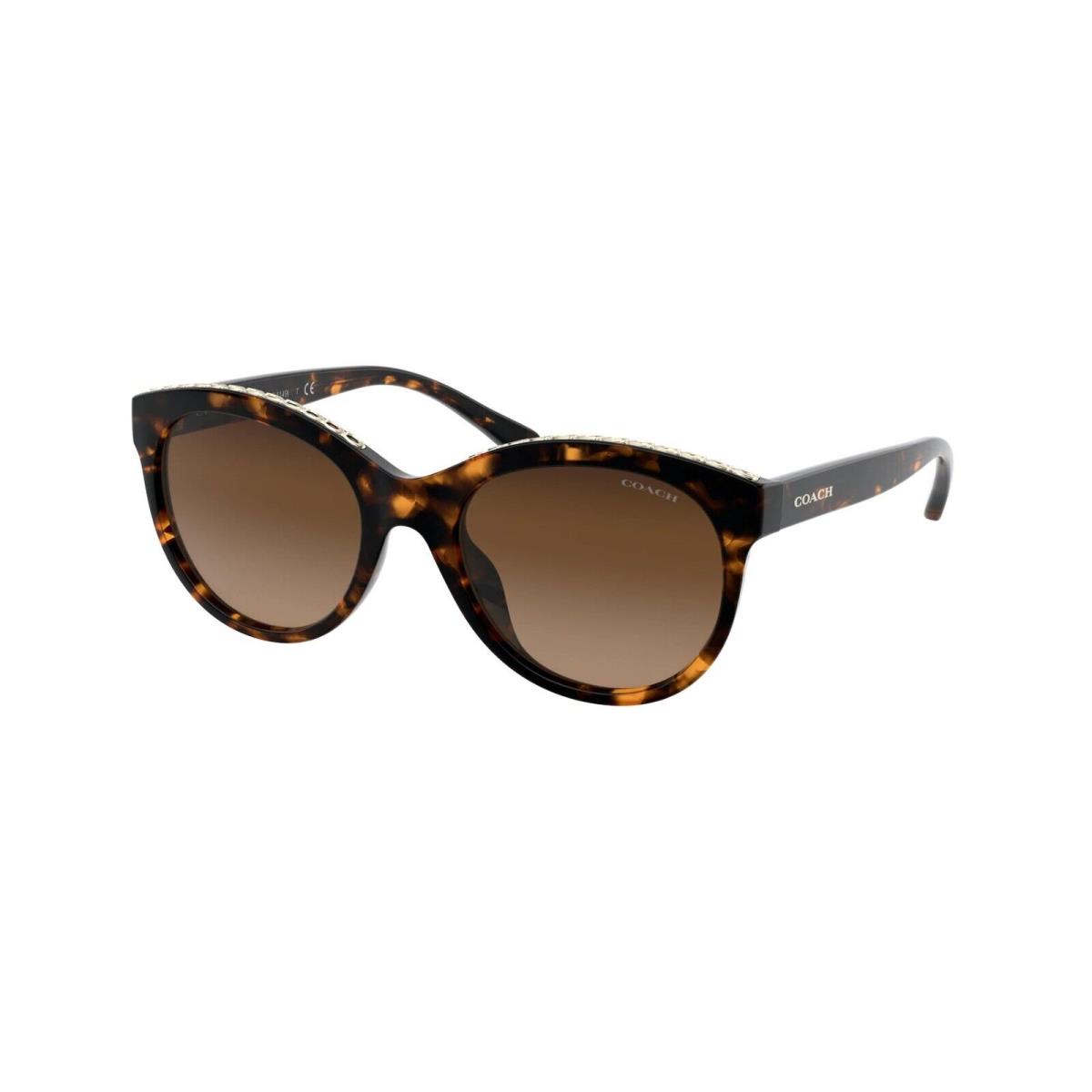 Coach HC8297U 512074 Havana Round Brown Gradient Lens 52mm Women`s Sunglasses