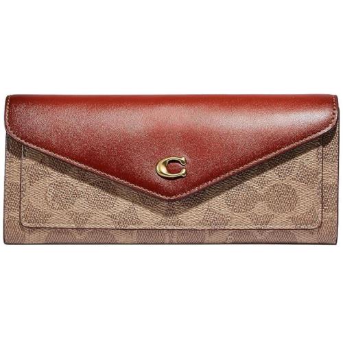 Coach Leather CB Coated Canvas Signature Wyn Soft Wallet Tan Rust