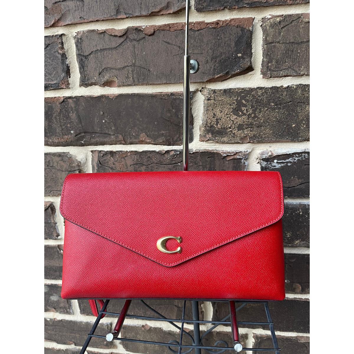 Coach Wyn Crossgrain Leather Clutch Wristlet Sport Red CC487