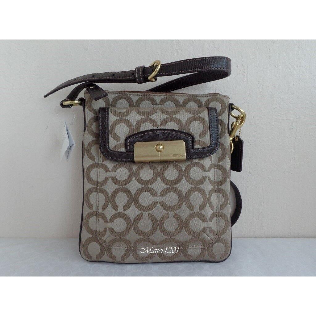 Coach F47395 Kristin Op Art Swingpack Khaki/mahogany