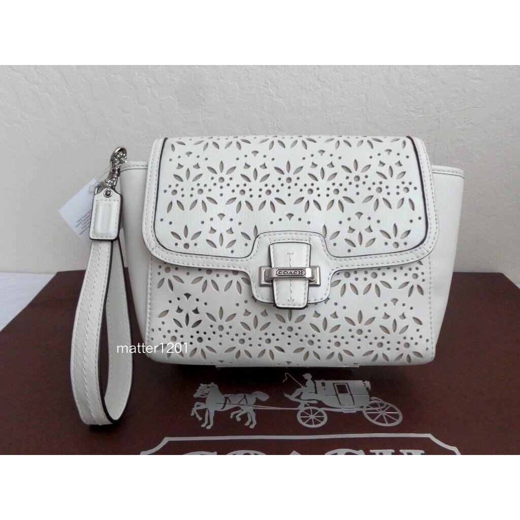 Coach 50632 Taylor Leather Laser Cut Flap Clutch Ivory