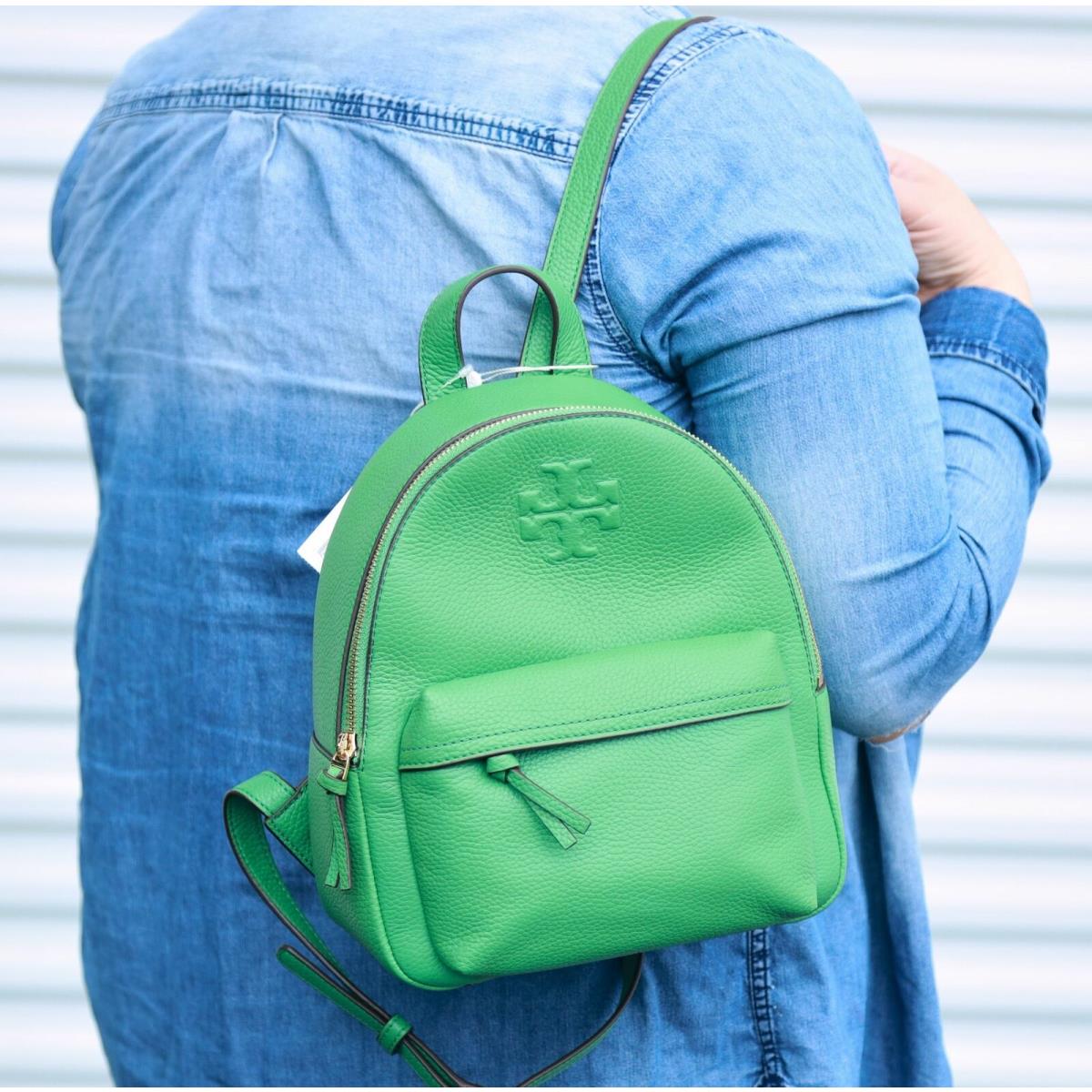 Tory Burch Thea Pebble Leather Backpack Green