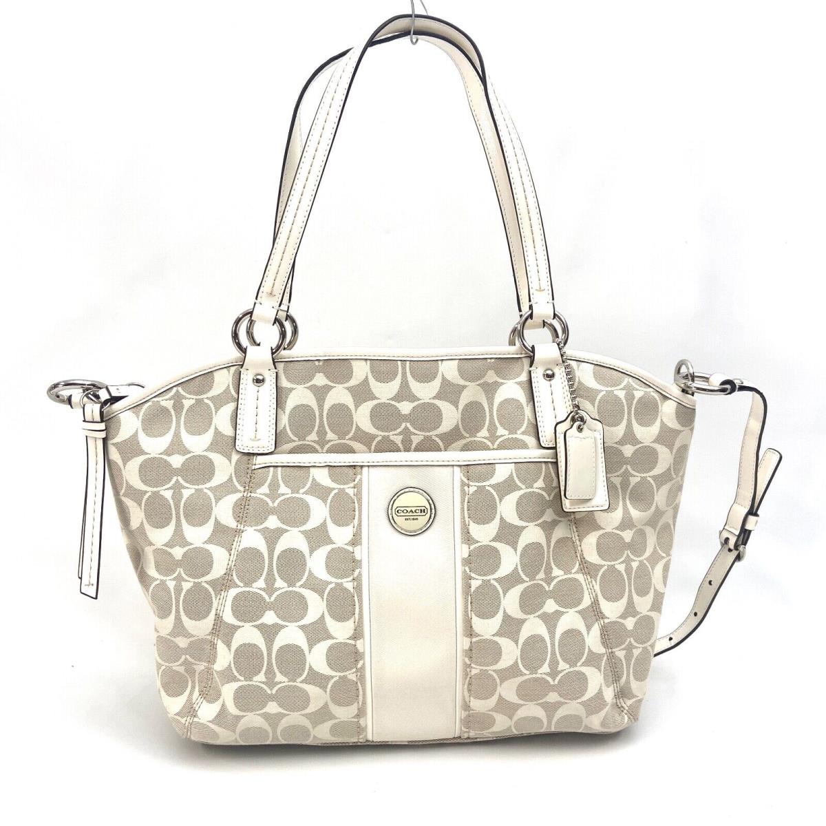 Coach Signature Stripe Pocket Tote Light Khaki Parchment