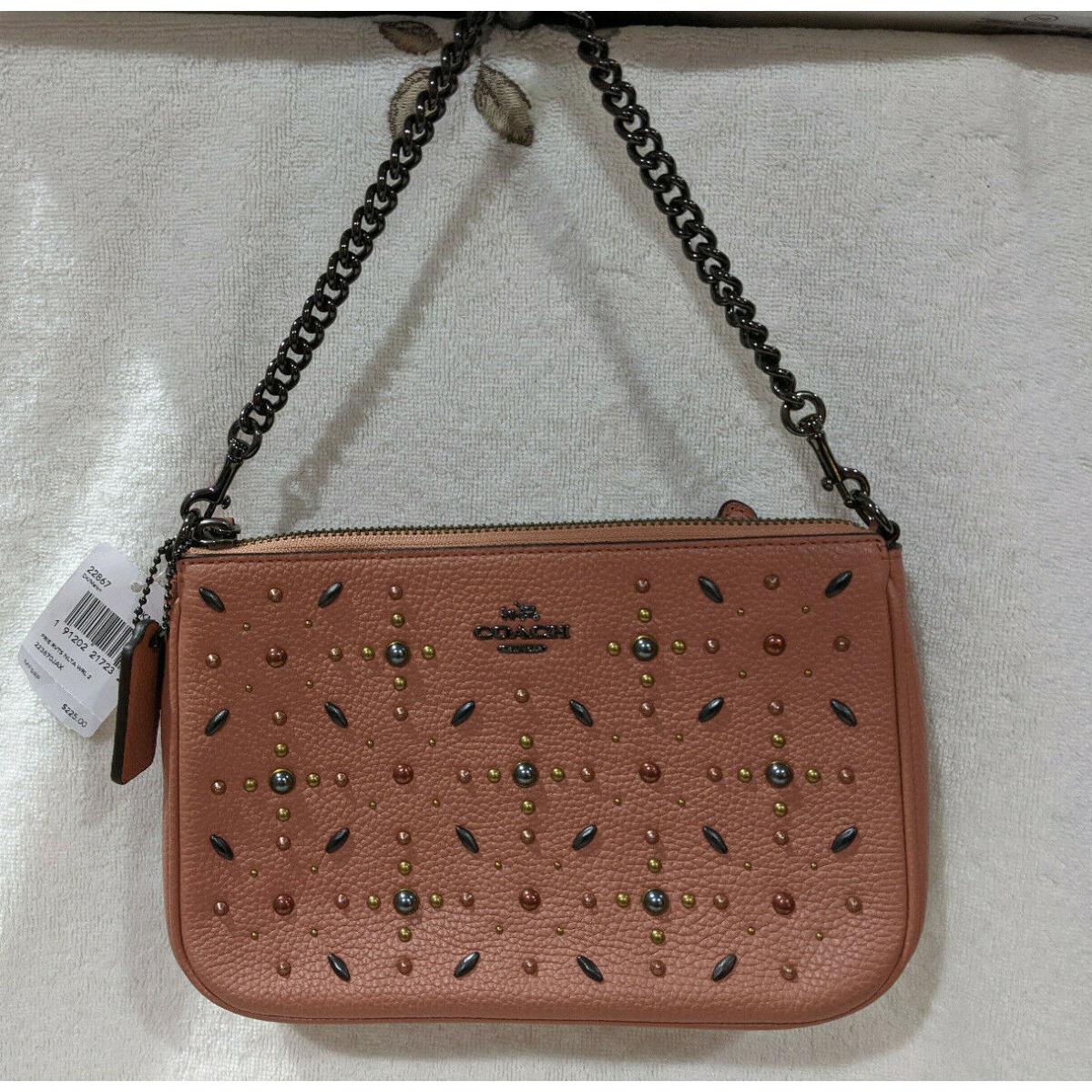 Coach Nolita 22 Melon W/prairie Rivets/multi Studs Wristlet/clutch Pouch - 22867