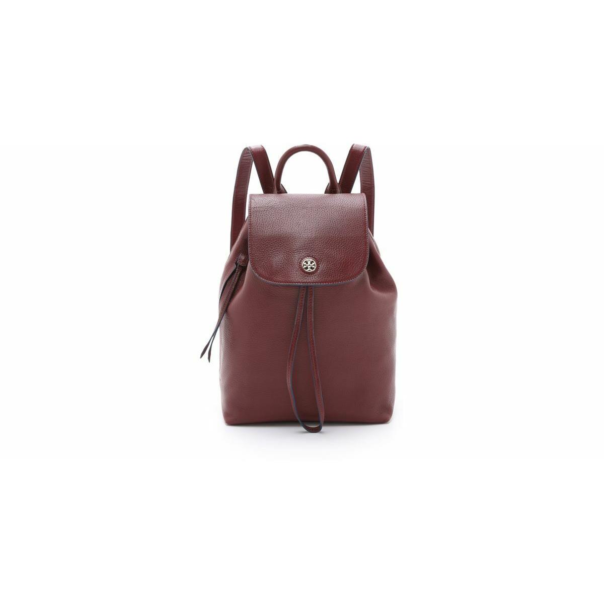 Tory Burch Brody Leather Backpack Deep Berry