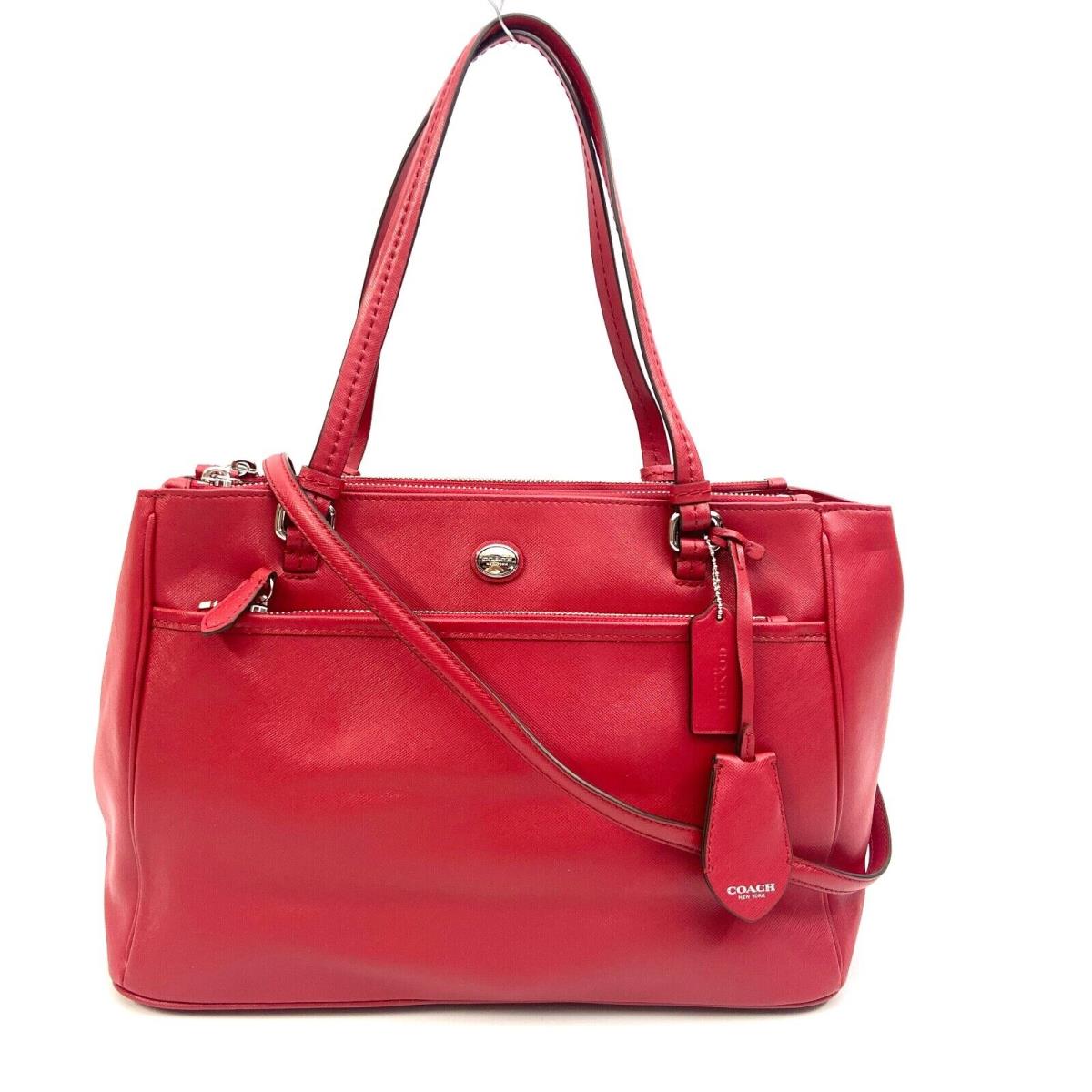 Coach Peyton Leather Jordan Double Zip Carryall F31744 Red