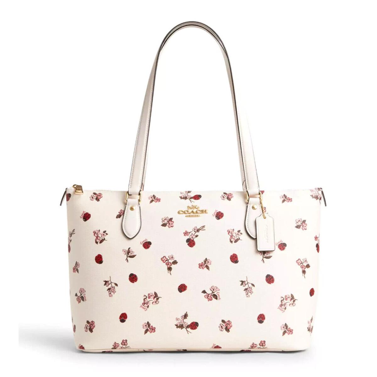 Coach CU271 Gallery Tote Bag with Ladybug Floral Print Chalk Multi