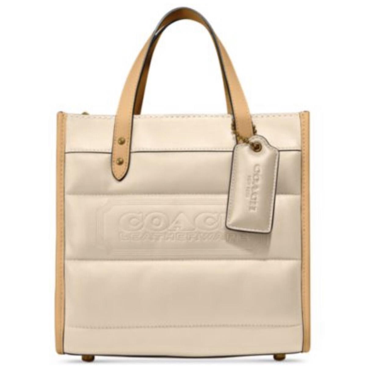 Coach Field Tote 22 with Colorblock Leather and Coach Badge in Ivory Multi