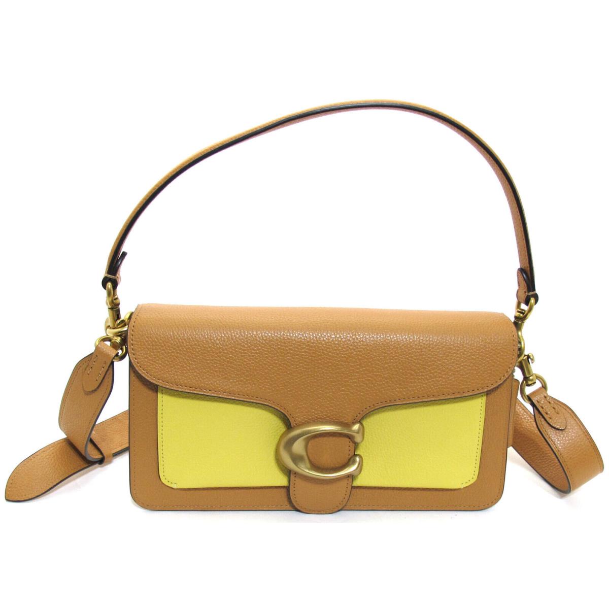 Coach Color Block Tabby Leather Crossbody Shoulder Natural/yellow