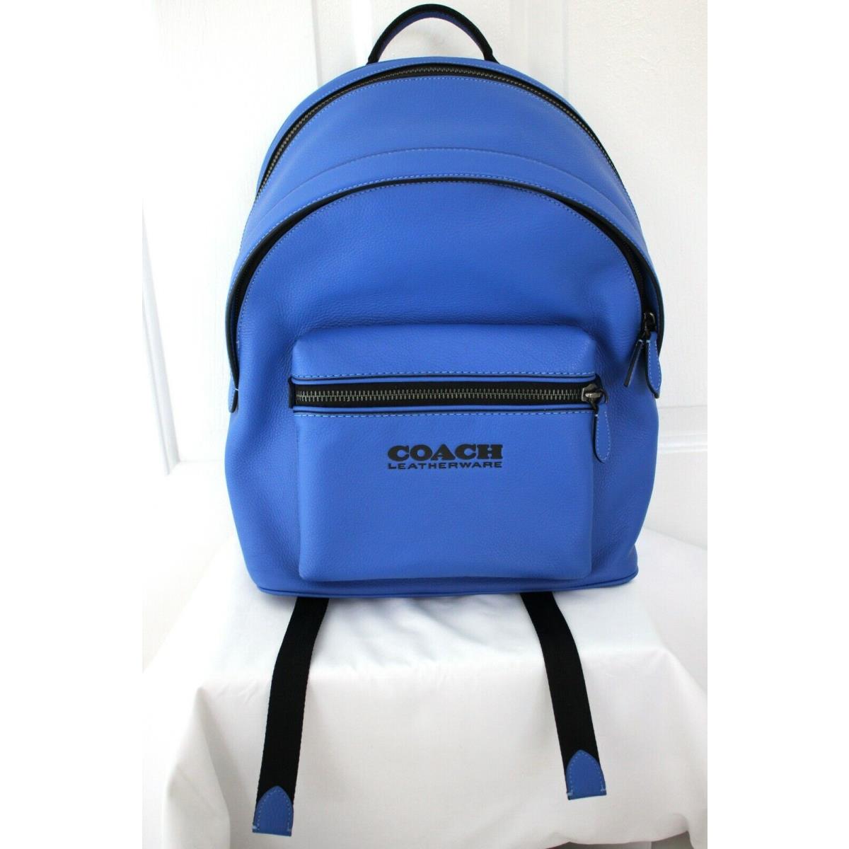 Coach Charter Blue Fin Pebble Leather Backpack C2286 + Dustbag