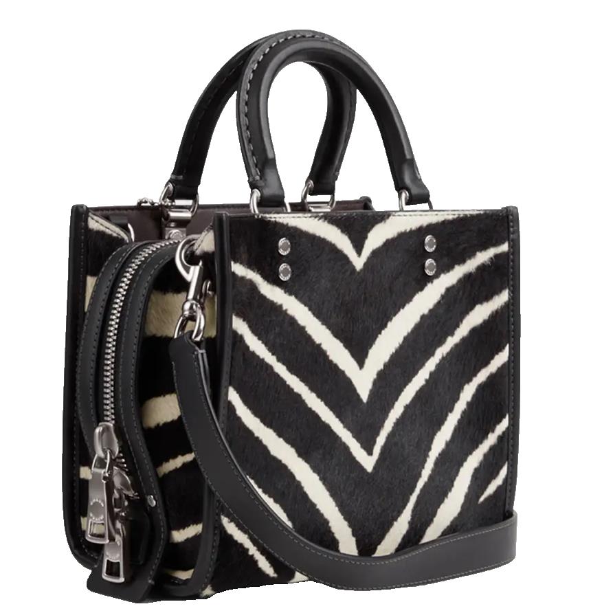 Coach Rogue 20 Zebra Calf Hair Prints Small Top Handle Satchel Bag