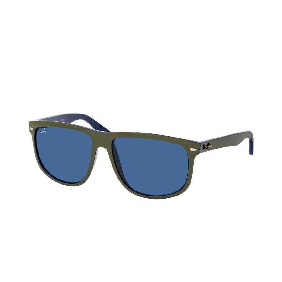 Ray-ban Boyfriend RB4147 6570/80 Pilot Matte Green/blue Sunglasses - Frame: Gray, Lens: Green