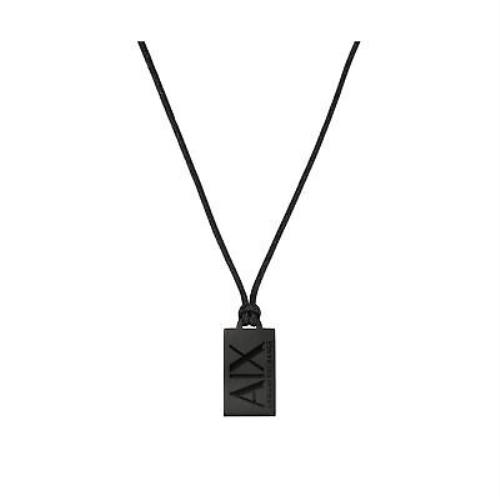 Armani Exchange Men`s Black Stainless Steel Dog Tag Necklace
