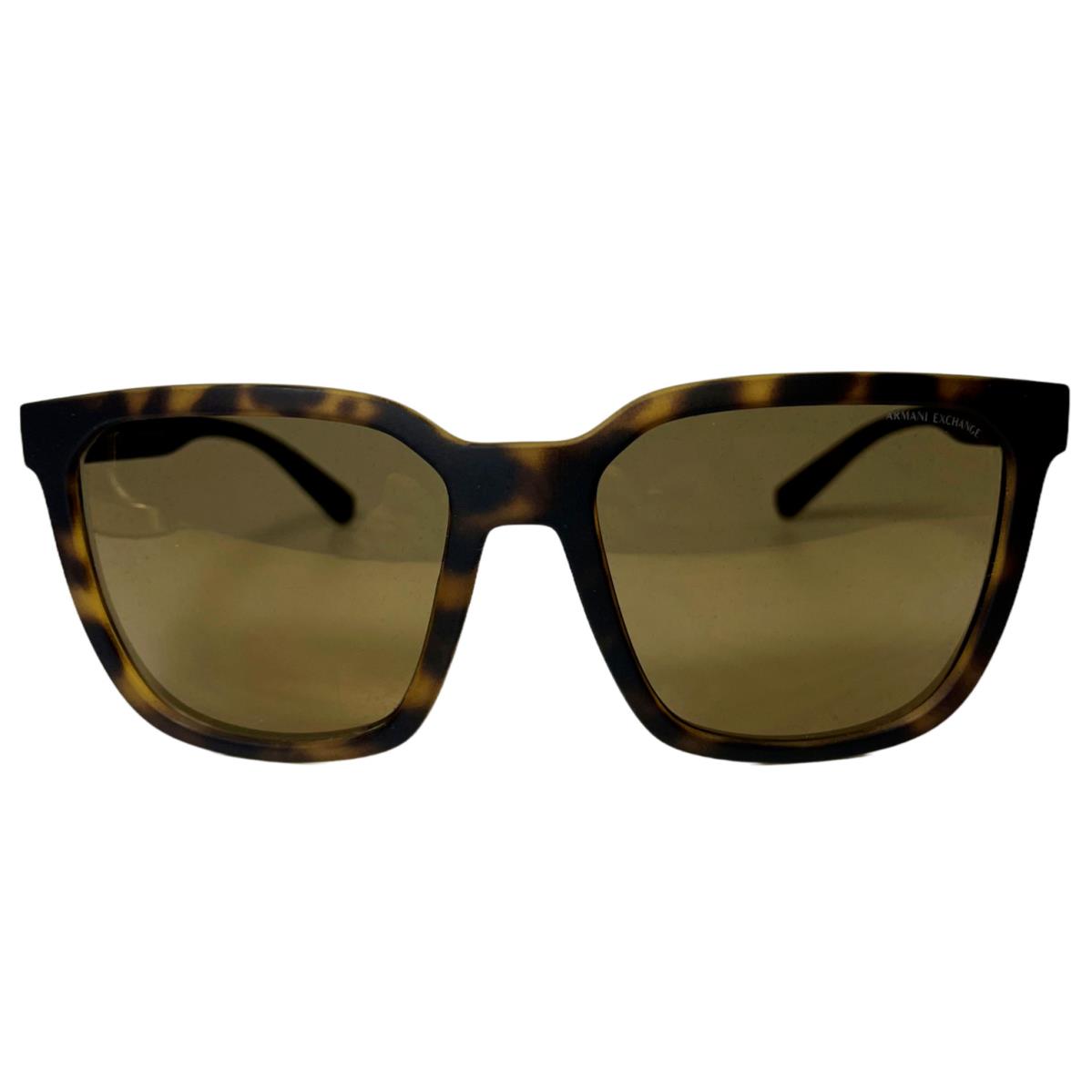 Armani Exchange AX4108S 80295A Havana Square Gold Mirrored 57mm Men`s Sunglasses