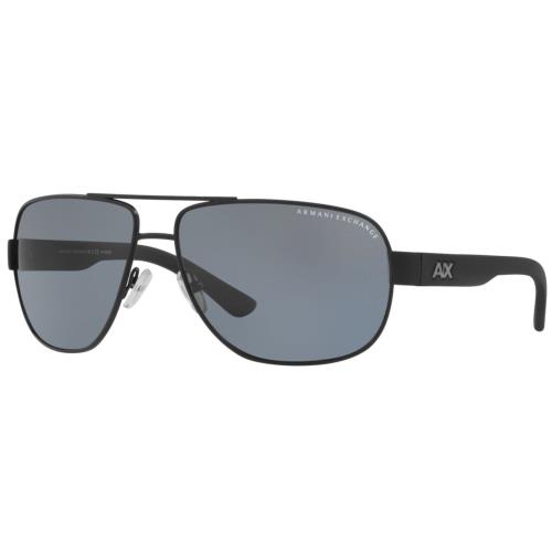 Armani Exchange AX2012S 606381 Black Aviator Metal Polarized Men`s Sunglasses