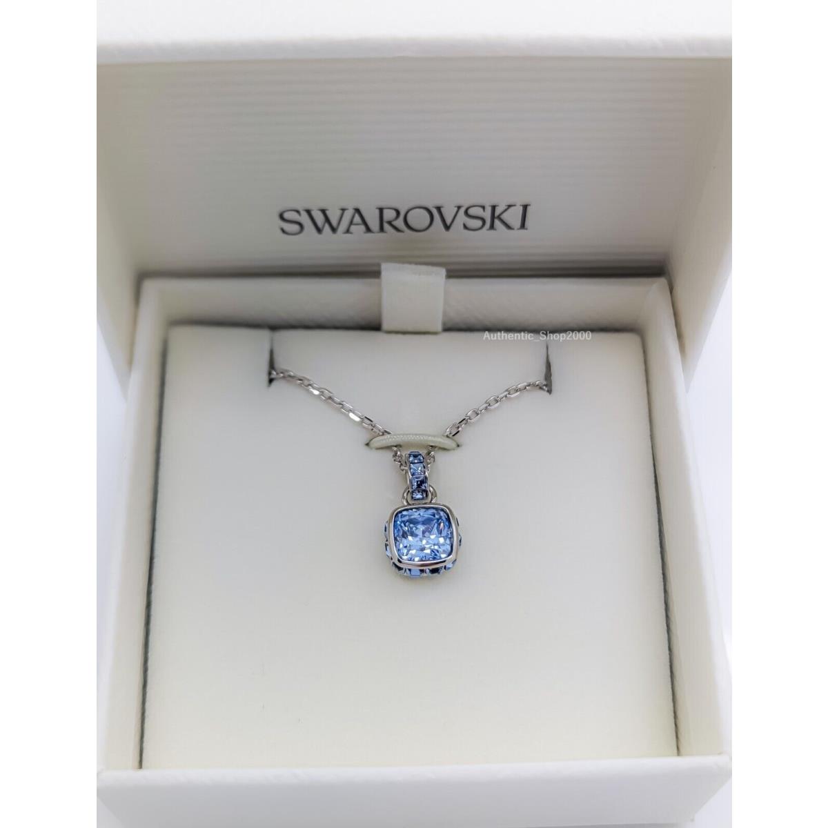 Swarovski Rhodium Aqua Blue Crystal Birthstone Pendant Necklace 5651794