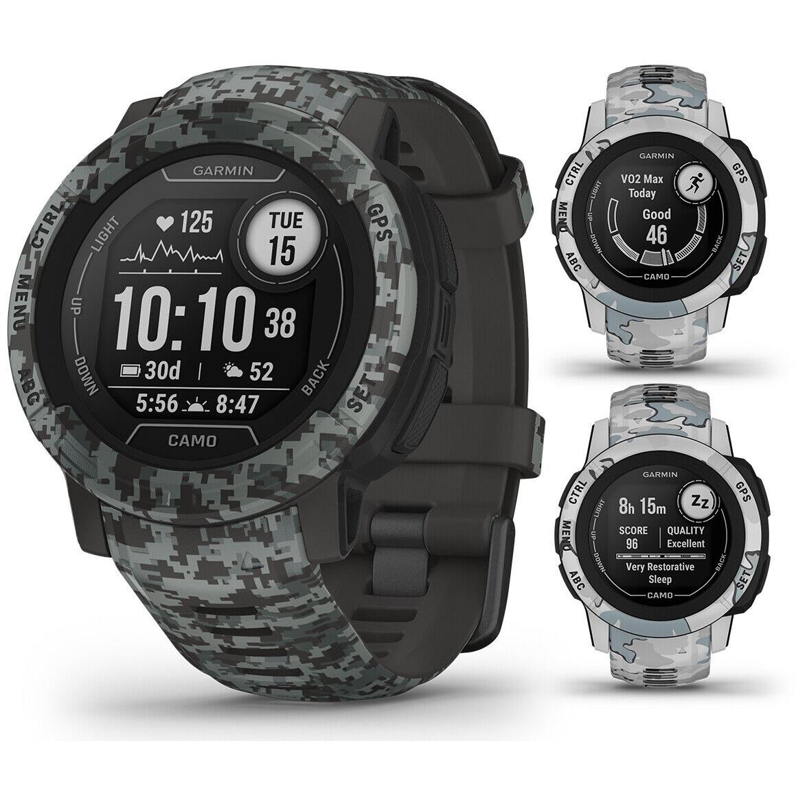 Garmin Instinct 2/2S Camo Rugged Gps Smartwatch 24/7 Health Sports Apps