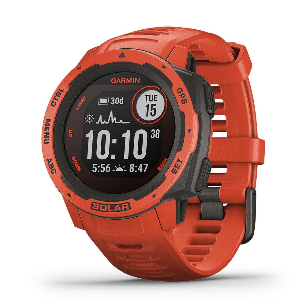 Garmin Instinct Solar Outdoor Gps Smartwatch Solar Lens Long Battery Life Flame Red