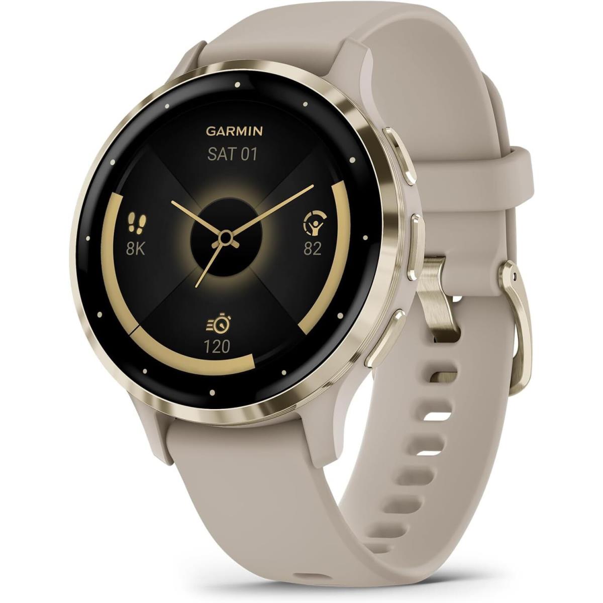 Garmin Venu 3 Gps Health Fitness Smartwatch with Amoled Touch Display French Gray & Cream Gold (41MM)