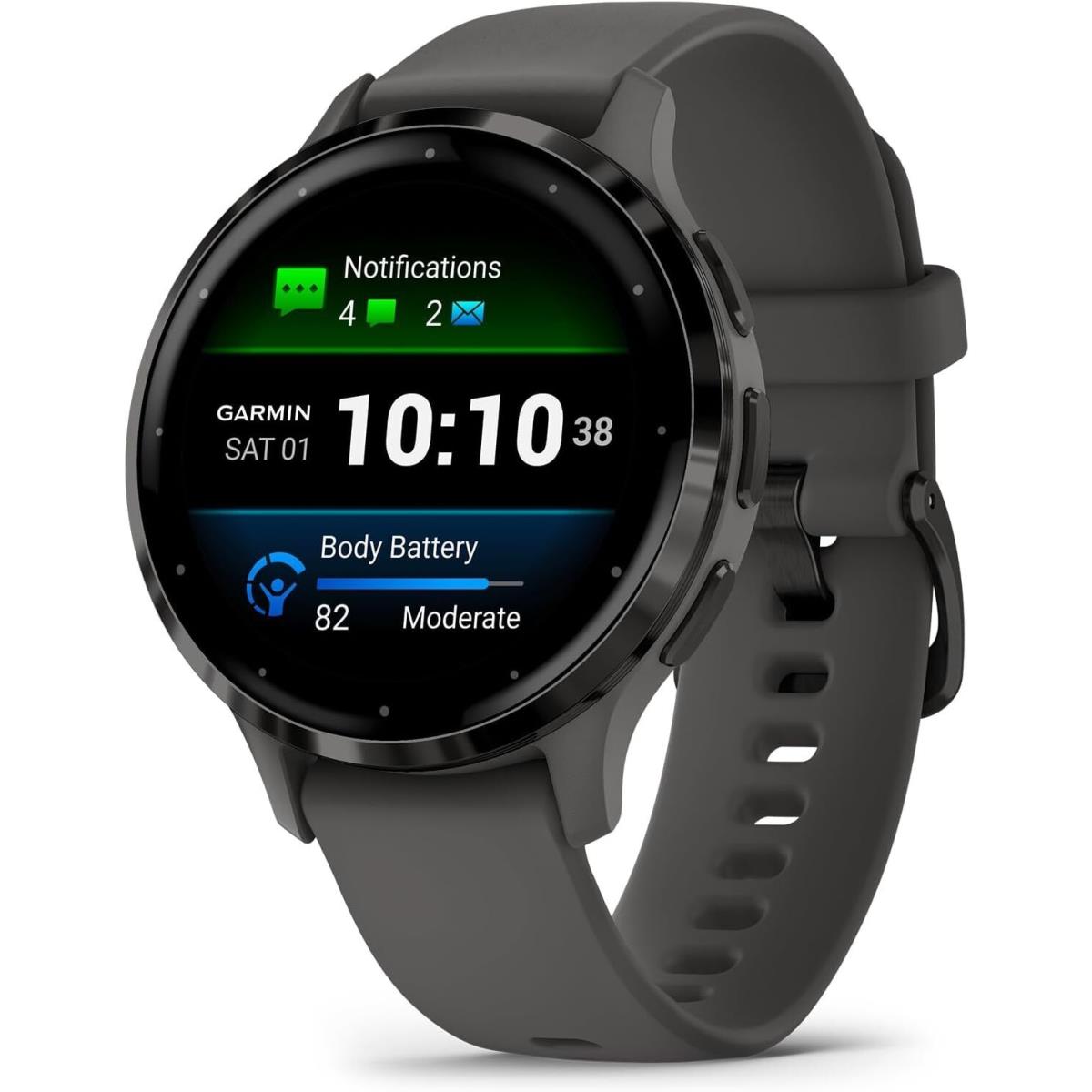 Garmin Venu 3S Smartwatch Advanced Health and Fitness Personal Wrist Coach Slate with Pebble Gray