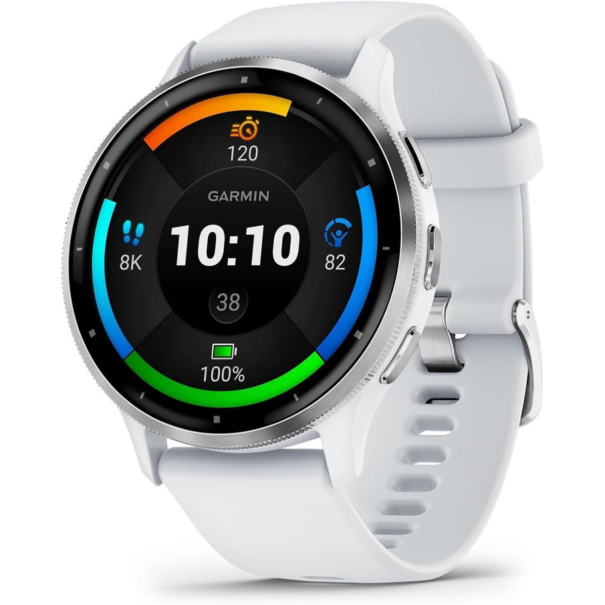 Garmin Venu 3 Smartwatch with 1.4 Inch Amoled Touchscreen Display Silver Stainless Steel with Whitestone