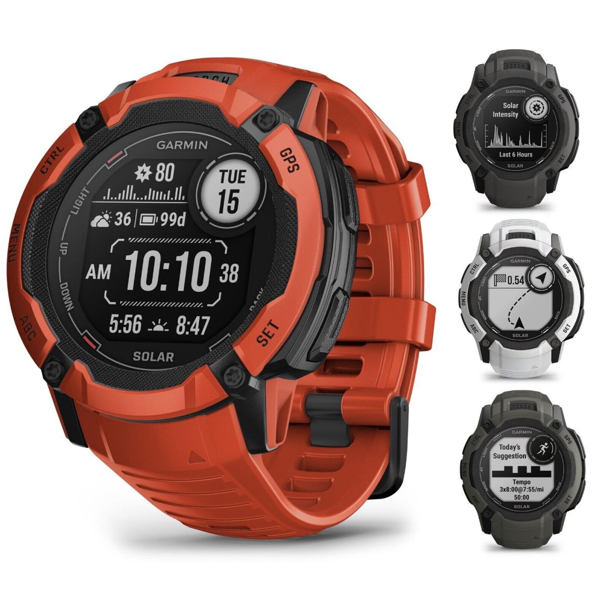 Garmin Instinct 2X Solar Rugged Gps Smartwatch with Built-in Flashlight