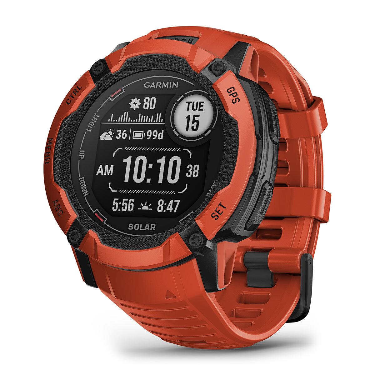 Garmin Instinct 2X Solar Rugged Gps Smartwatch with Built-in Flashlight Flame Red