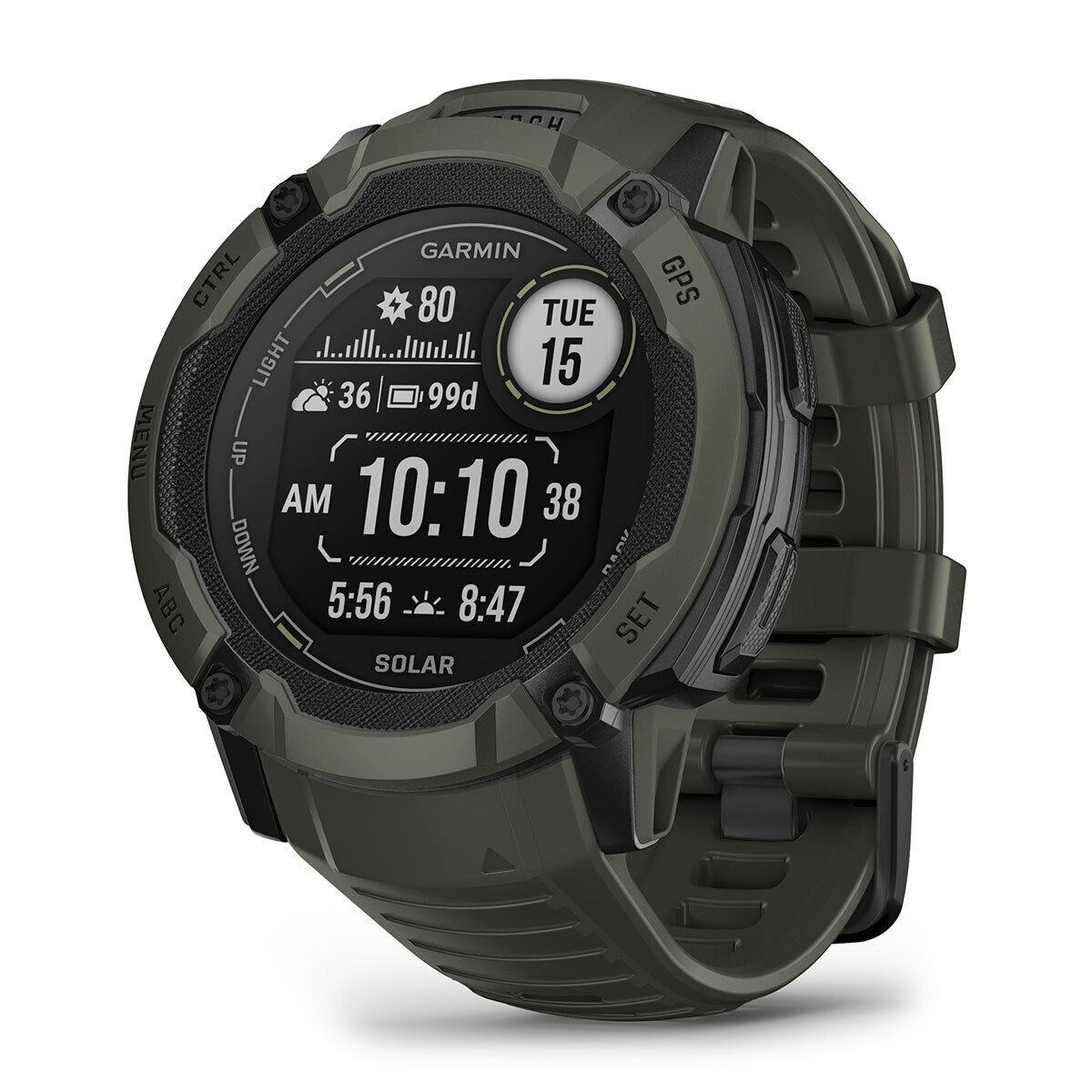 Garmin Instinct 2X Solar Rugged Gps Smartwatch with Built-in Flashlight Moss