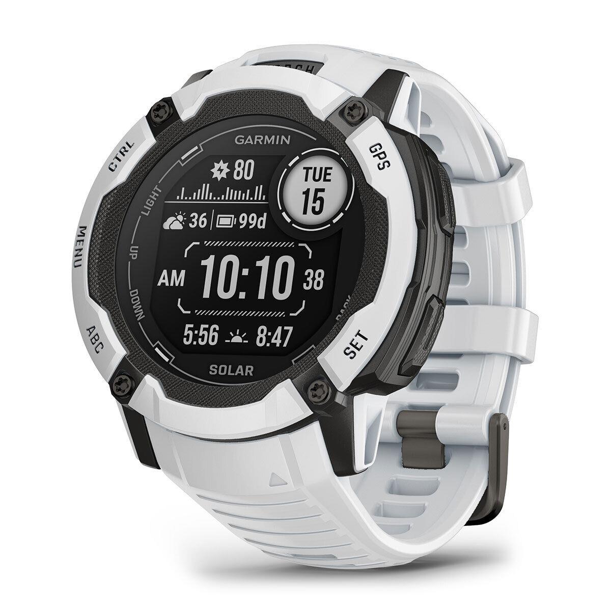 Garmin Instinct 2X Solar Rugged Gps Smartwatch with Built-in Flashlight Whitestone