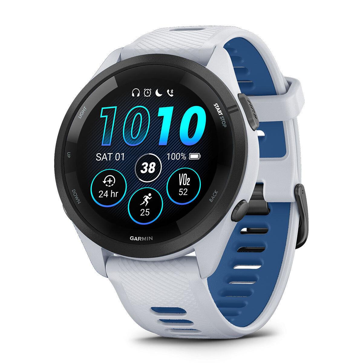 Garmin Forerunner 265/265S Gps Running Smartwatch Amoled Display Music FR265 (Whitestone/Tidal Blue)