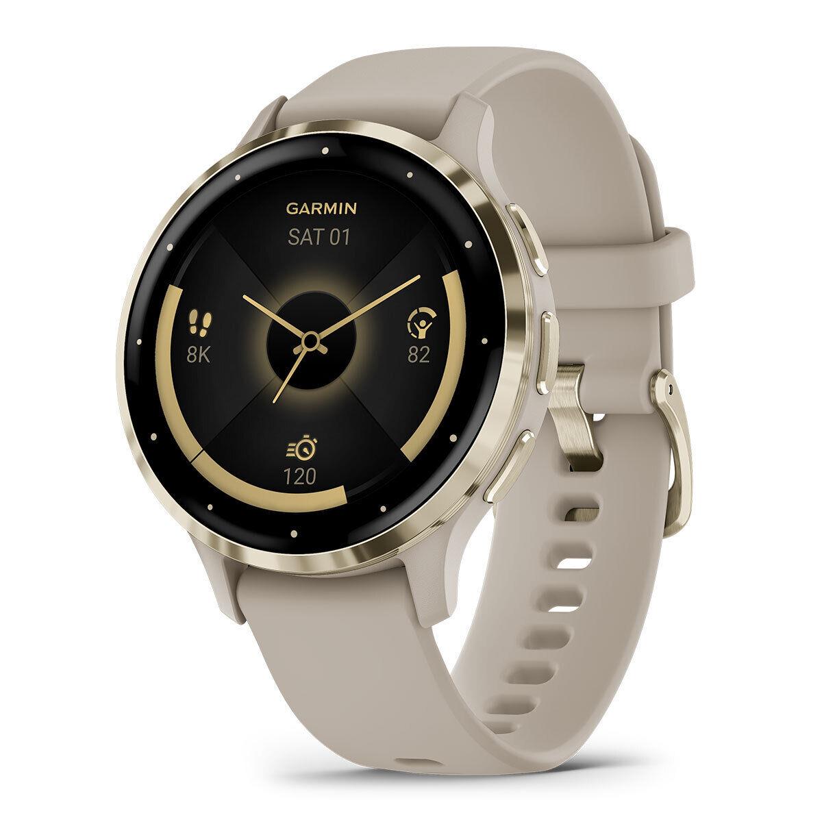 Garmin Venu 3/3S Gps Health Fitness Smartwatch with Amoled Touch Display Venu 3S (Soft Gold/French Gray)