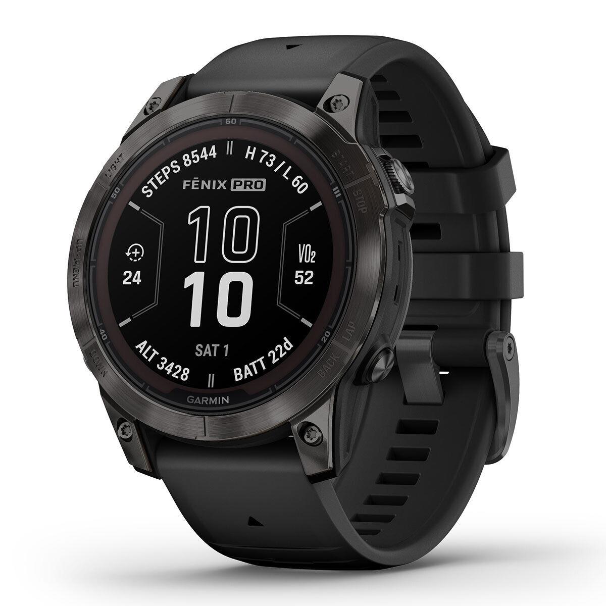 Garmin Fenix 7 Pro Solar/sapphire Solar Multisport Gps Smartwatch Solar Lens Sapphire Solar - Carbon Gray DLC Titanium/Black