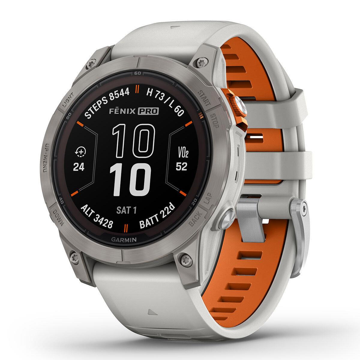 Garmin Fenix 7 Pro Solar/sapphire Solar Multisport Gps Smartwatch Solar Lens Sapphire Solar - Titanium/Fog Gray/Ember Orange