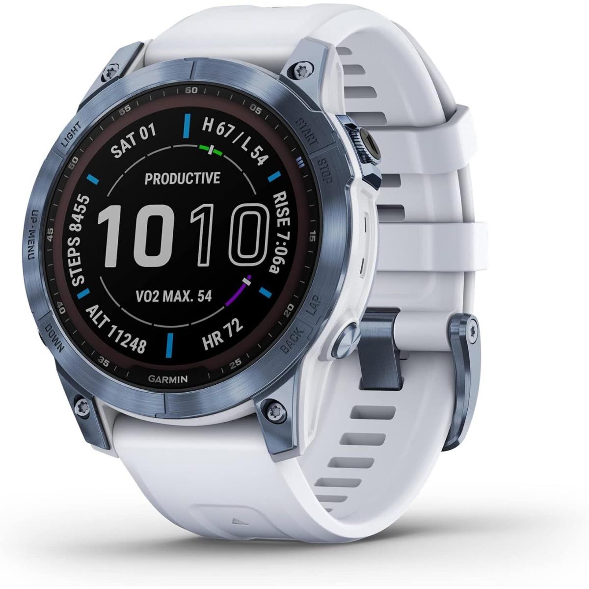 Garmin Fenix 7X Sapphire Solar Edition Smartwatch Solar Charging Capabilities Mineral Blue with Whitestone