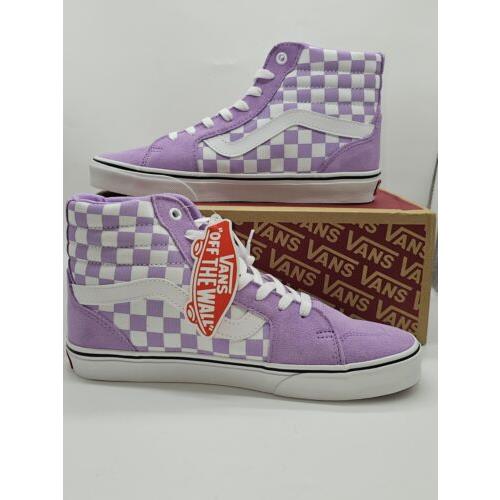 Vans Womens SK8 Filmore Hi Checkerboard Purple/white Shoe Size 9