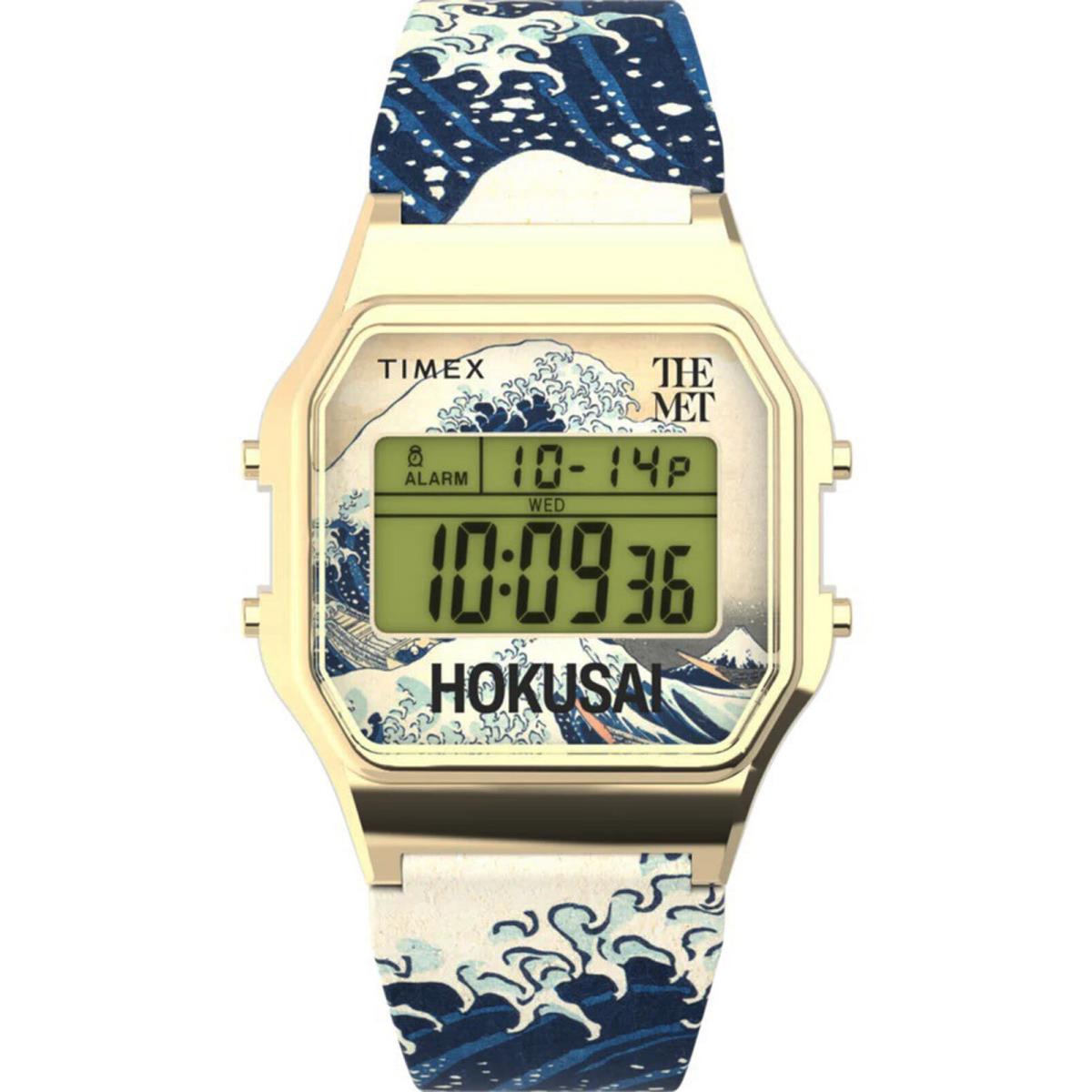 Timex TW2W25200 Hokusai Women`s Digital Gold-tone Watch Multicolor Resin Band