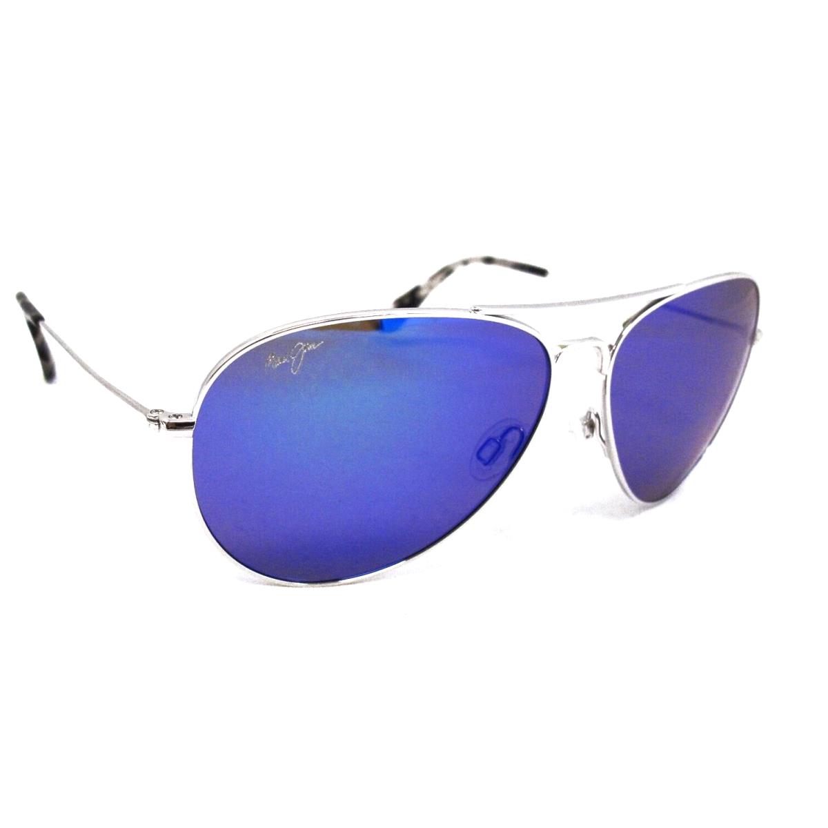 Maui Jim Mavericks Sunglasses B264-17 Silver Frame Blue Hawall