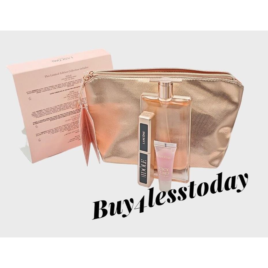 Lancome Idole 4pc Gift Set 1.7 oz Edp + Mascara + Juicy Tubes + Cosmetic Bag