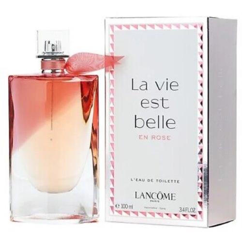 LA Vie Est Belle EN Rose Lancome 3.4 oz / 100 ml L`eau de Toilette Edt Women