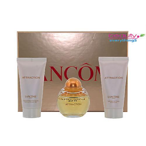 Attraction By Lancome 3PC Gift Set 1.7oz EDP+1.7oz BL+1.7oz Bath and Shower Gel
