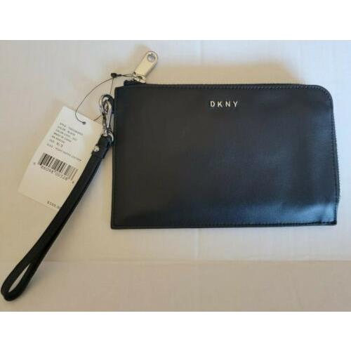 Dkny Heavy Napa Black Leather Wallet Wristlet - Womens Clutch